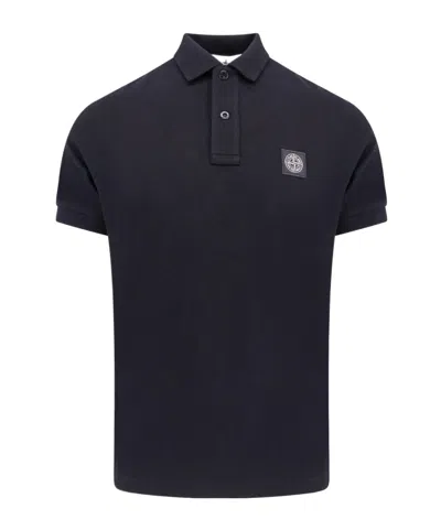 Stone Island Short-sleeved Polo Shirt In Black