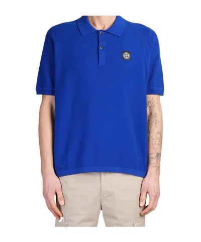 Stone Island Short-sleeved Polo Shirt In Blue