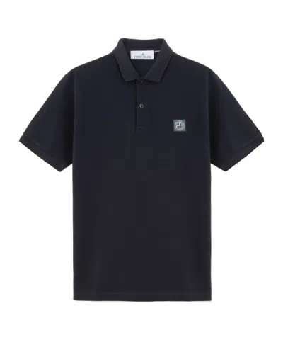 Stone Island Short-sleeved Polo Shirt In Blue