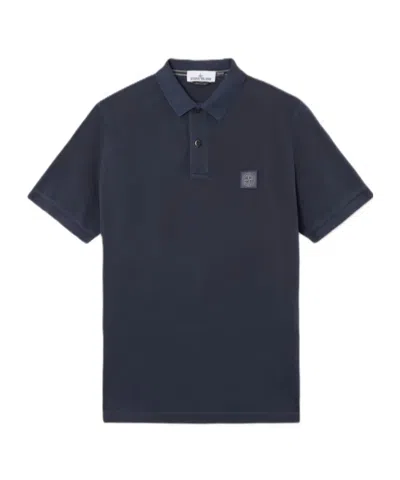 Stone Island Short-sleeved Polo Shirt In Blue