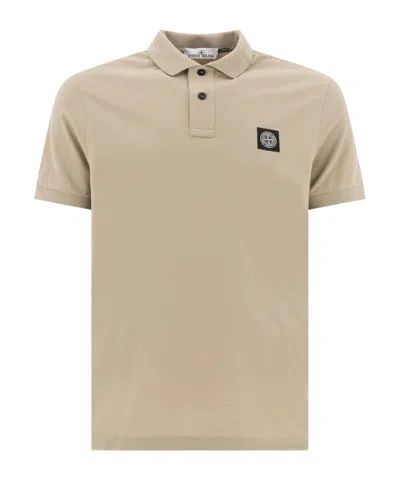 Stone Island Mens Desert Brand-patch Regular-fit Stretch-cotton Polo Shirt