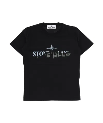 Stone Island Kids' Short-sleeved T-shirt In Black