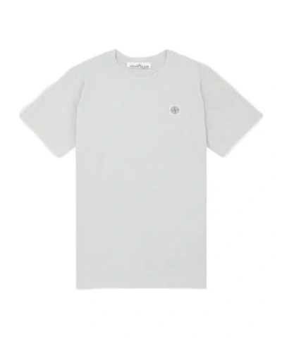 Stone Island Short-sleeved Crew Neck T-shirt With Subtle Emblem Patch In White