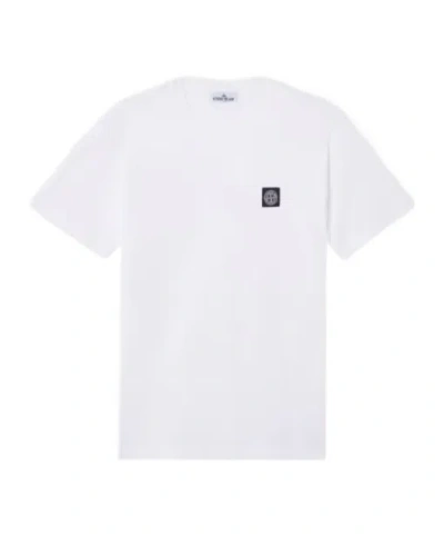 Stone Island White Cotton T-shirt With Logo Patch