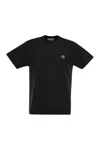 Stone Island Short-sleeved T-shirt With Compass Logo Patch In Black