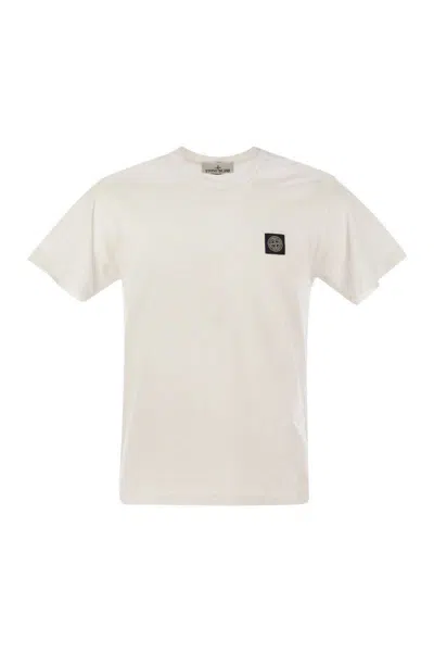 Stone Island Short-sleeved T-shirt With Compass Logo Patch In White