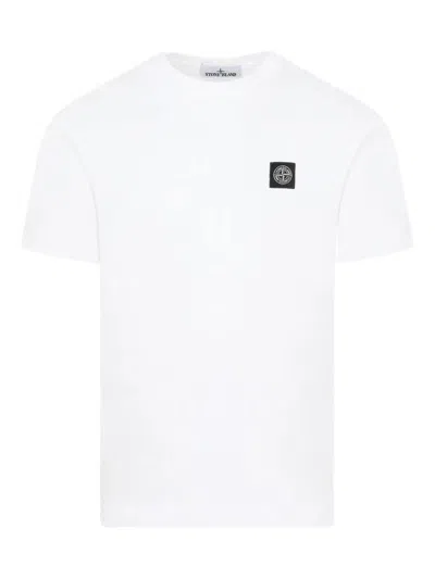 Stone Island Short-sleeved T-shirt With Compass Logo Patch In White