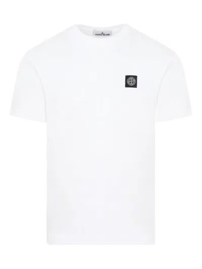 Stone Island Slim Fit Cotton Jersey T-shirt With Compass Patch Clothing In White