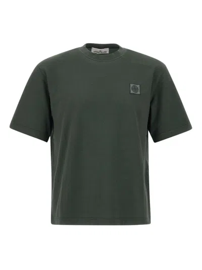 Stone Island Short Sleeves Cotton T-shirt With Logo In Green