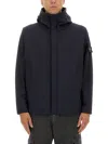 Stone Island Jacket Hooded Front Pockets In Black