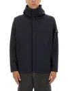 Stone Island Jacket Hooded Front Pockets In Blue