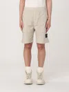 Stone Island Green Patch Shorts In Beige