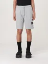 Stone Island Fleece Shorts With Adjustable Waist And Cargo Pocket In Grey