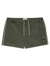 Stone Island Swim Trunks With Back Pocket And Elastic Waistband In Military Green