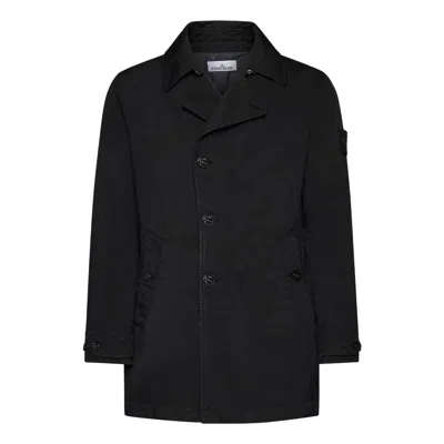 Stone Island Short Trench Coat 'black'