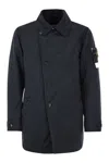 Stone Island Men Short Trench Coat With Anti-drip Treatment In Navy Blue