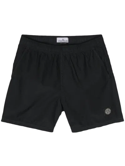 Stone Island Logo Swimming Trunks In V0029 Black