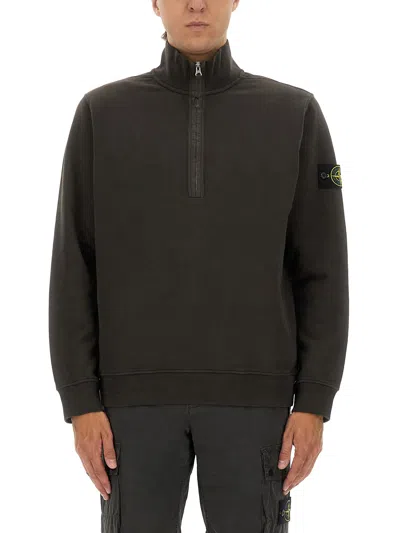 Stone Island 6100068 Half-zip Cotton Sweatshirt In Black