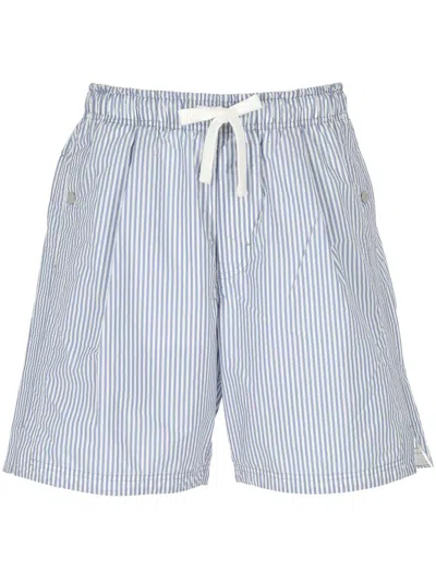Stone Island Striped Drawstring Shorts In Blue