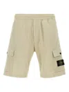Stone Island Badge Logo Cargo Shorts In Neutral