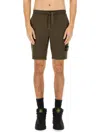 Stone Island Sports Bermuda Shorts With Compass Application In Green