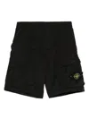 Stone Island Blue Shorts With Elastic Drawstring Waist And Logo Patch On The Front In Cotton Man In Black