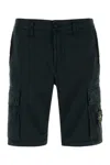 Stone Island Black Stretch Cotton Bermuda Shorts In Black