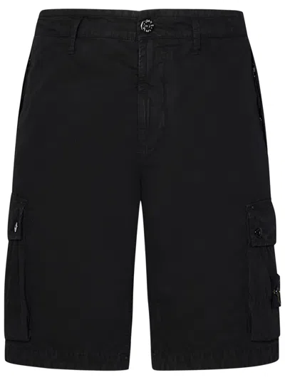 Stone Island Stretch Cotton Shorts In Black