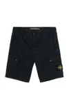 Stone Island Blue Shorts With Elastic Drawstring Waist And Logo Patch On The Front In Cotton Man In Blue
