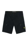 Stone Island Blue Shorts With Elastic Drawstring Waist And Logo Patch On The Front In Cotton Man In Blue