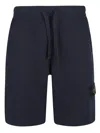 Stone Island Blue Shorts With Elastic Drawstring Waist And Logo Patch On The Front In Cotton Man In Blue