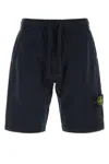 Stone Island Blue Shorts With Elastic Drawstring Waist And Logo Patch On The Front In Cotton Man In Blue