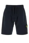 Stone Island Blue Shorts With Elastic Drawstring Waist And Logo Patch On The Front In Cotton Man In Blue