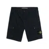 Stone Island Blue Shorts With Elastic Drawstring Waist And Logo Patch On The Front In Cotton Man In Blue