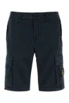 Stone Island Cotton Bermuda Shorts Featuring Cargo Pockets In Blue