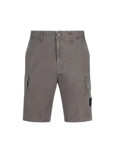 Stone Island Cargo-pocket Shorts In Gray