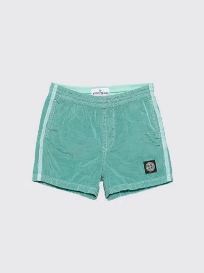 Stone Island Kids' Side-stripe Logo Patch Swimwear In Green
