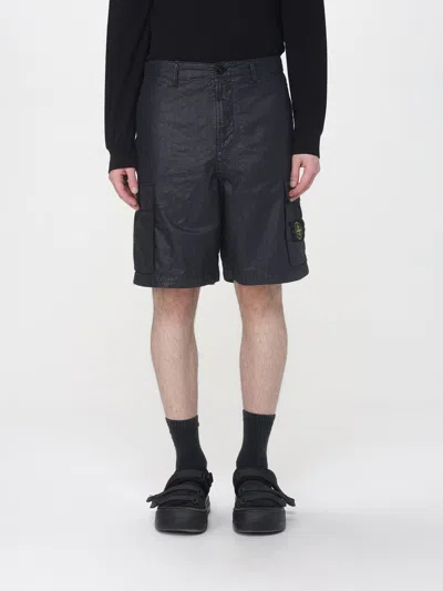 Stone Island Regular Fit Cargo Bermuda Shorts With Zip Pockets In Black