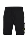 Stone Island Blue Shorts With Elastic Drawstring Waist And Logo Patch On The Front In Cotton Man In Nero