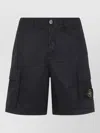 Stone Island Old Effect Cotton Cargo Bermuda Shorts Clothing In Black
