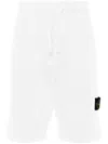 Stone Island White Fleece Bermuda Shorts In White