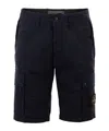 Stone Island Old Effect Cotton Cargo Bermuda Shorts Clothing In Black