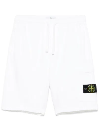 Stone Island Shorts With Compass Logo Patch In White