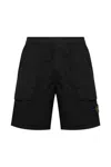 Stone Island Cotton Blend Logo Patch Shorts In Black