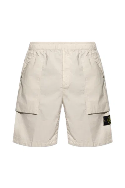 Stone Island Shorts With Logo Patch In Sand