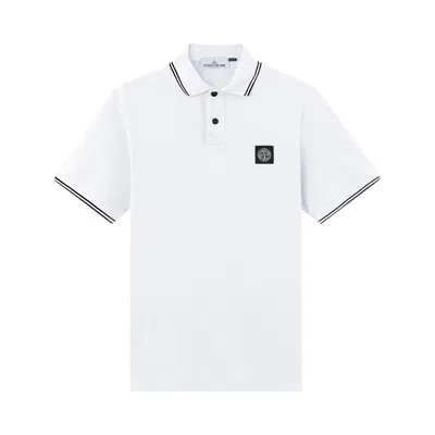 Pre-owned Stone Island Short-sleeve Polo Shirt 'white' | Men's Size M