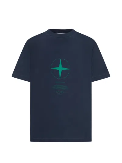 Stone Island Short-sleeved T-shirt With Ribbed Neckline In Blue