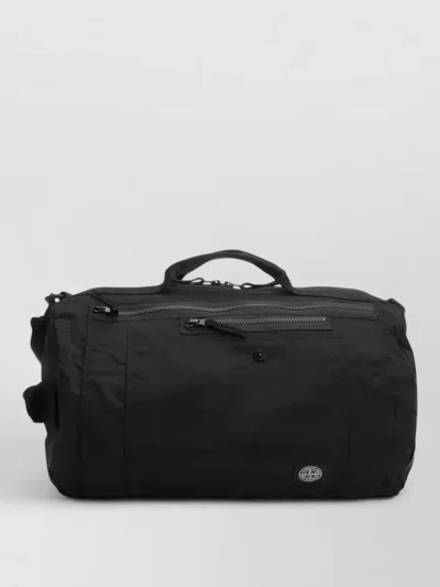 Stone Island Shoulder Bag Adjustable Strap Top Handles In Black