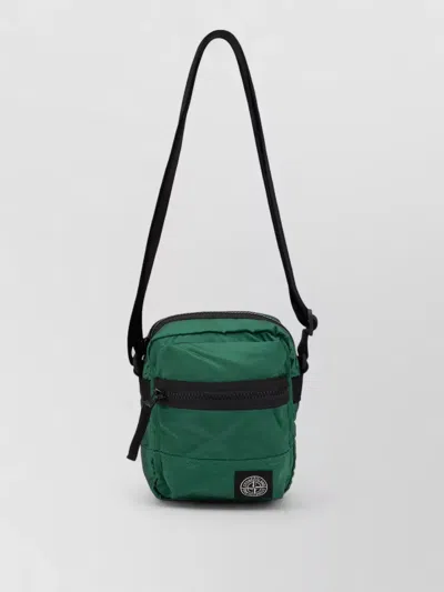 Stone Island Shoulder Bag Durable Fabric Zip Pocket In Green