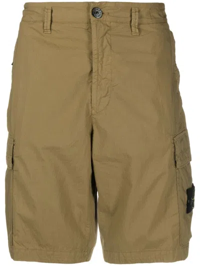 Stone Island Side Logo-patch Bermuda Shorts In Brown